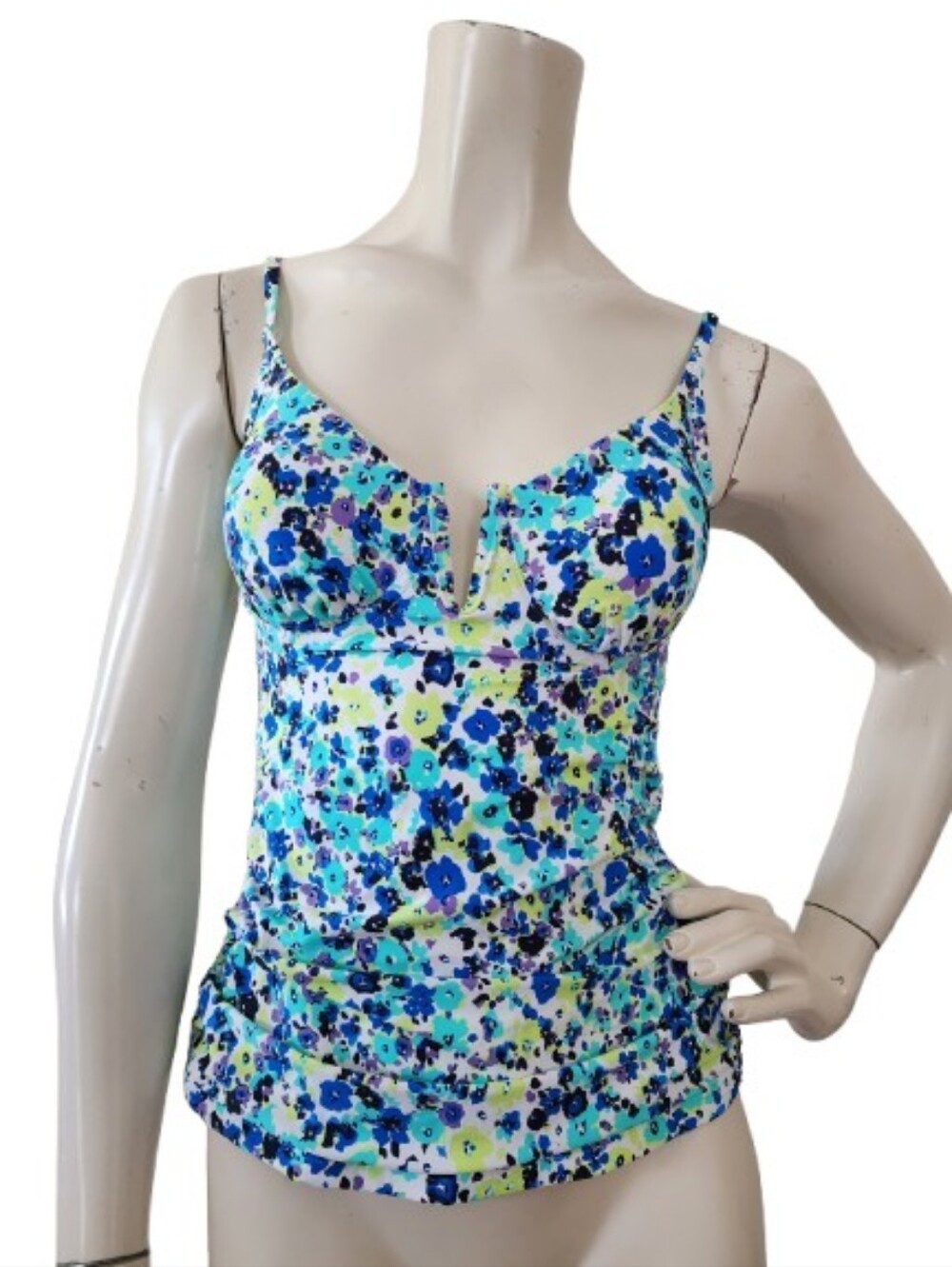Anne Cole Tankini Top Womens XS Blue Ditsy Floral